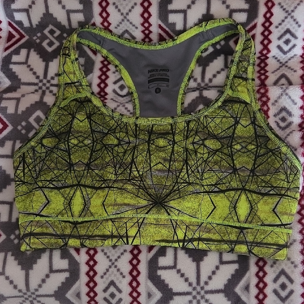 Nike Lime Green Patterned Sports Bra